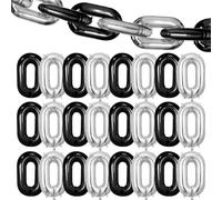 Black Silver Chain Balloons, 24PCS Giant Chain Foil Balloons Garland for 80s 90s Hip Hop Party Decorations, 16 Inch Link Balloon for Retro Theme Birthdays Graduations Weddings Arch Supplies