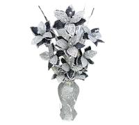 Black & Silver Glitter Artificial Flower Arrangement in Crushed Diamond Mosaic Vase - 65cm Elegant Romany Bling Home Decor Ornament