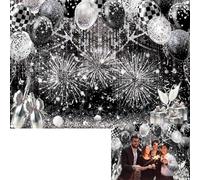 Black Silver Glitter Backdrop Black and Silver Ballon Photography Background Prom 2026 Graduation Party Wedding Birthday Party Decoration Banner Photo Supplies(black, 7x5FT(82x59 inch))
