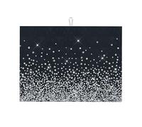 Black Silver Glitter Diamond Sparkly, Dish Drying Mats, Absorbent Dish Drainer Mat for Kitchen Counter Sink Mat Drying Pad 41X46 cm