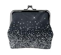 Black Silver Glitter Diamond Sparkly, PU Leather Coin Purse, Small Wallets, Change Pouch with Kiss Lock Clasp Buckle, Change Purse