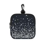 Black Silver Glitter Diamond Sparkly, Square Zipper Storage Bag, Neoprene Coin Purse, Small Wallets, Change Pouch, Change Purse