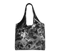 Black Silver Graphite Gray Marble,Reusable Tote Bags Grocery Bags Large Capacity Canvas Shopping Shoulder bag