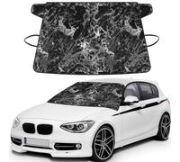 Black Silver Graphite Gray Marble Stone, Car Windshield Cover, Protective Windscreen Cover - Snow Ice Sun UV Dust Water Resistant - Fit for Most Cars