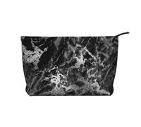 Black Silver Graphite Gray Marble Stone, Cosmetic Bag Corduroy Makeup Bag Portable Travel Toiletry Bag