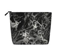 Black Silver Graphite Gray Marble Stone, Cosmetic Bag Imitation Linen Makeup Bag Portable Travel Toiletry Bag