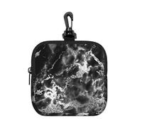 Black Silver Graphite Gray Marble Stone, Square Zipper Storage Bag, Neoprene Coin Purse, Small Wallets, Change Pouch, Change Purse