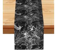 Black Silver Graphite Gray Marble Stone, Table Runner, Imitation Linen Table Runner For Home Party Dining Room 33x183 cm