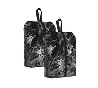 Black Silver Graphite Gray Marble Stone, Travel Shoe Bags 2 Pack, Waterproof Shoe Storage Bags, Shoe Organizer for Travel and Home