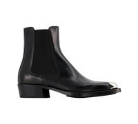 Black/Silver Leather Boxcar Boots 2 UK