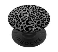 Black Silver Leopard Print PopSockets Adhesive PopGrip