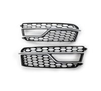 Black/Silver Pair Honeycomb Car Front Fog Light Lamp Cover Honeycomb Grill Bumper Grille Compatible For Audi S5 A5 S-Lines Bumper 2013-2016(Chrome Silver)
