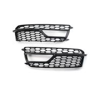 Black/Silver Pair Honeycomb Car Front Fog Light Lamp Cover Honeycomb Grill Bumper Grille Compatible For Audi S5 A5 S-Lines Bumper 2013-2016(Glossy Black)