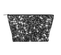 Black Silver Sequins Sparkling Elegant Pattern, Toiletry Pouch Makeup Bag Cosmetic Bag Portable Travel Toiletry Bag