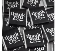 BLACK & SILVER Thank You MINT Chocolate Neapolitans foil wrapped squares (pack sizes 24,48,72 or 96) (Pkt of 48, mint)