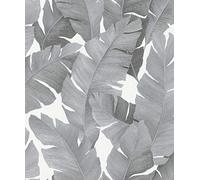 Marburg Black Silver Wallpaper Nature Floral Leaves Plant Leaf for Bedroom Living Room or Kitchen Made in Germany 10,05 x 0,53m Avalon 31624
