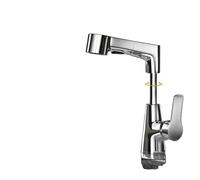 Black/Silver/White Pull Down Bathroom Faucet, 360° Swivel Spout with Dual Spray Modes, Heavy Duty Brass G1/2 Connection(Silver)