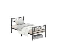 Black Single Metal Bed Frame with Headboard