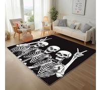 Black Skeleton Door Mats 150x210cm Runner Rug Human skull Carpet Mat for Bedroom Living Room Hallway Kitchen Front Door Entrance Decor Washable Area Rug