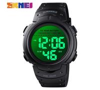 (Black) SKMEI New Sports Watches Men Outdoor Fashion Digital Watch Multifunction 100M Waterproof Wristwatches Man 1560