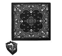 Black Skull Bandana - Double-Sided White Skull Design Head Scarf, Pirate Neck Warmer for Men and Women