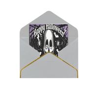 Black Skull Head Print Greeting Cards with Envelopes, Postcards | Assorted Greeting Cards Set, Blank Festive Paper Cards For Birthday Halloween Christmas Thanksgiving Easter