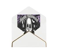 Black Skull Head Print Greeting Cards with Envelopes, Postcards | Assorted Greeting Cards Set, Blank Festive Paper Cards For Birthday Halloween Christmas Thanksgiving Easter