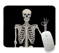 Black Skull Mouse Pads Funny Skeleton Small Mousepad, Cool Rectangle Travel Computer Mouse Pad for Laptop, Black OK Funny Mousepad Gaming Working Office Decor for Men Women 11.8"x9.8"