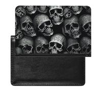 Black Skull Passport Holder Premium PU Leather Passport Cover Portable Travel Passport Protector Case Unisex Travel Essentials Document Organizer for Vacation Business Trips