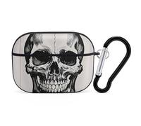 Black Skull Pattern AirPod Pro Case, Anti Scratch Hard PC Cover with Keychain, AirPod Pro 2nd/1st Case Accessories for Women Men, Black-Style