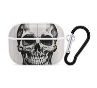 Black Skull Pattern AirPod Pro Case, Anti Scratch Hard PC Cover with Keychain, AirPod Pro 2nd/1st Case Accessories for Women Men, White-Style