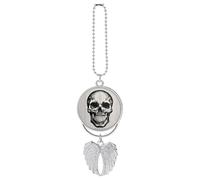Black Skull Pattern Car Hanging Pendant, Zinc Alloy Rearview Mirror Charms - Relieve Visual Fatigue, Vintage Keychain Pendant, Lucky Car Interior Hanging Decoration, Silver-Style