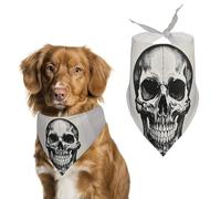 Black Skull Pattern Dog Bandanas for Feeding Grooming, Triangle Pet Bibs Washable Pets Scarf for Cats & Dogs