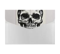 Black Skull Pattern on White Background File Folder, Plastic Accordion File Folders with 6 Pockets, Expanding File Organizer with Snap Closure, Portable Document Paper Organizer, Office Supplies Filin