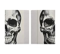 Black Skull Pattern on White Background Passport Holder Passport Wallet PU Leather Passports Protective Cover Slim Travel Accessories