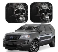 black skull Print Car Sun Shade Windshield 2-Piece Foldable Front Windshield Sun Visor Sunshade for Car Windshield, L