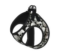 Black Skull Print Reflective No Choke Pet Vest Harness,Adjustable Soft Padded Dog Harness With Easy Control Handle