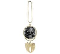 Black Skull Rose Car Pendant, Rear View Mirror Hanging Ornament, Auto Decor for Rearview Mirror, Keychain Golden-Style