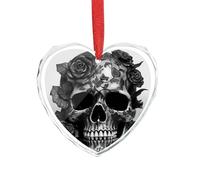 Black Skull Rose Clear Crystal Glass Heart Pendant Charm Romantic Crystal Love Pendant Hanging Decoration for DIY Craft Gift for Home Window Car Wedding Party Decor Love Shaped Hanging Ornament