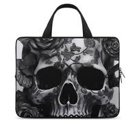 Black Skull Rose Laptop Sleeve Ultra-Thin, Waterproof 12inch Laptop Bags, Portable Protective Computer Bag with Hand Strap
