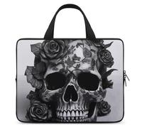 Black Skull Rose Laptop Sleeve Ultra-Thin, Waterproof 17inch Laptop Bags, Portable Protective Computer Bag with Hand Strap