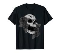 Black Skull Roses Dark Magic Viking Aesthetic Goth Gothic T-Shirt
