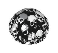 Black Skull Shower Caps Women Reusable Large Shower Cap Men Quickdry Care Hair Long Short Kids Bath
