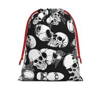 Black Skull Ultra Soft Velvet Gift Bag, Stylish Design, Preferred For Holidays
