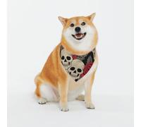 Black Skull With Roses Print Classic Prints & Washable Scarves For Stylish Dogs And Cats Personalized Dog Bandanas - Stylish Pet Scarf For Medium To Large Dogs