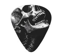 Black SkullGuitar Picks, 12-Piece Pattern Set, Three Different Thicknesses for Acoustic Electric Guitar and Other Instruments