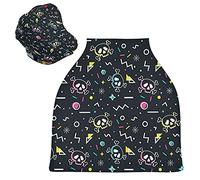 Black Skulls Memphis Style Stretchy Baby Car Seat Cover,Canopy Nursing Covers,Soft Breathable Windproof Scarf Changepad for Winter Infant Breastfeeding Boys