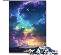 Black Sky with Rainbow Clouds Adult Jigsaws 1000 Pieces Difficult, for Educational Game Challenge Toy Birthday Present, Gifts, Wall Art (26x38cm)