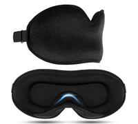 Black Sleep Mask, Comfortable Breathable Eye Masks for Sleep Washable Reusable Sleeping Eye Mask with Adjustable Strap for Men Women Travel Nap
