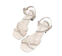 Black Sliders Women Extra Wide Sandals Platform Women's Summer Thick Heel Mary Jane High Heel Sandals Black Chunky Sandals Ladies Sliders Size Leather (White, 40)